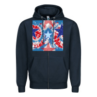 Navy patriotic tie dye stars Zipper Hoodie - BundleAndBundleShop