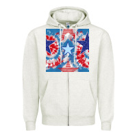 Oatmeal Heather patriotic tie dye stars Zipper Hoodie - BundleAndBundleShop