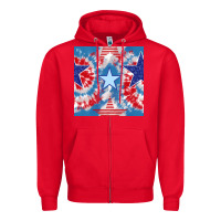 Red patriotic tie dye stars Zipper Hoodie - BundleAndBundleShop