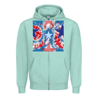 Seafoam patriotic tie dye stars Zipper Hoodie - BundleAndBundleShop