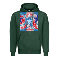 Sports Green patriotic tie dye stars Zipper Hoodie - BundleAndBundleShop