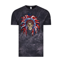 Cloud Black american flag indian headdress with skull Vintage Tee - RanaPortraitStore