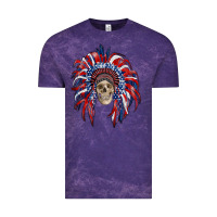 Cloud Purple american flag indian headdress with skull Vintage Tee - RanaPortraitStore