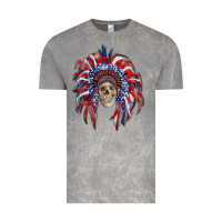 Cloud Rock american flag indian headdress with skull Vintage Tee - RanaPortraitStore