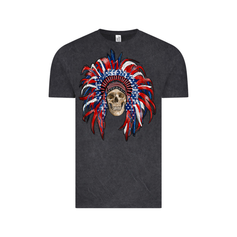 American Flag Indian Headdress With Skull Vintage Tee by RanaPortraitStore | Teevron