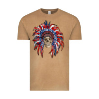 Vintage Camel american flag indian headdress with skull Vintage Tee - RanaPortraitStore