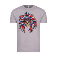 Vintage Zinc american flag indian headdress with skull Vintage Tee - RanaPortraitStore