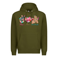 Army Green Peace Love Nail Hustler Premium Hoodie - BundleAndBundleShop