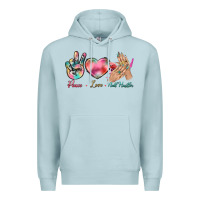Blue Mist Peace Love Nail Hustler Premium Hoodie - BundleAndBundleShop