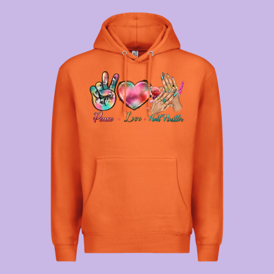 Peace Love Nail Hustler Premium Hoodie Designed By Bundleandbundleshop