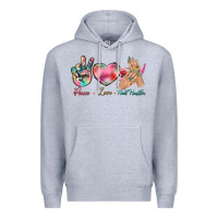 Heather Grey Peace Love Nail Hustler Premium Hoodie - BundleAndBundleShop