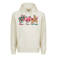 Oatmeal Heather Peace Love Nail Hustler Premium Hoodie - BundleAndBundleShop