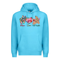 Ocean Blue Peace Love Nail Hustler Premium Hoodie - BundleAndBundleShop