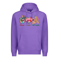 Purple Peace Love Nail Hustler Premium Hoodie - BundleAndBundleShop