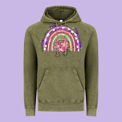 Vintage Hoodie Easter Floral Spring Rainbow