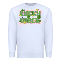 White lucky vibes Premium Sweatshirt - MaliasSmallBusiness