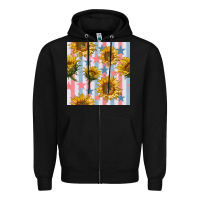 Patriotic Sunflowers Stripes And Stars Seamless Patrern Zipper Hoodie | Teevron