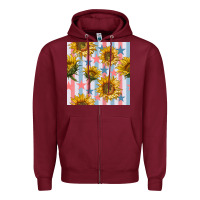 Burgundy patriotic sunflowers stripes and stars seamless patrern Zipper Hoodie - BundleAndBundleShop