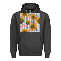 Charcoal Heather patriotic sunflowers stripes and stars seamless patrern Zipper Hoodie - BundleAndBundleShop