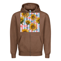 Chestnut patriotic sunflowers stripes and stars seamless patrern Zipper Hoodie - BundleAndBundleShop