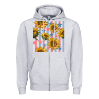 Heather Grey patriotic sunflowers stripes and stars seamless patrern Zipper Hoodie - BundleAndBundleShop
