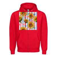 Red patriotic sunflowers stripes and stars seamless patrern Zipper Hoodie - BundleAndBundleShop