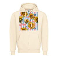 Sandshell patriotic sunflowers stripes and stars seamless patrern Zipper Hoodie - BundleAndBundleShop