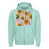 Seafoam patriotic sunflowers stripes and stars seamless patrern Zipper Hoodie - BundleAndBundleShop