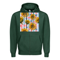 Sports Green patriotic sunflowers stripes and stars seamless patrern Zipper Hoodie - BundleAndBundleShop