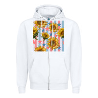 White patriotic sunflowers stripes and stars seamless patrern Zipper Hoodie - BundleAndBundleShop