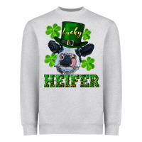 Heather Grey lucky heifer Heavyweight Sweatshirt - RanaPortraitStore