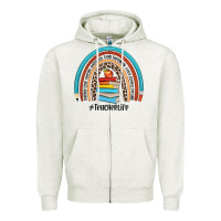 Oatmeal Heather #teacherlife Zipper Hoodie - JahusDesignShop