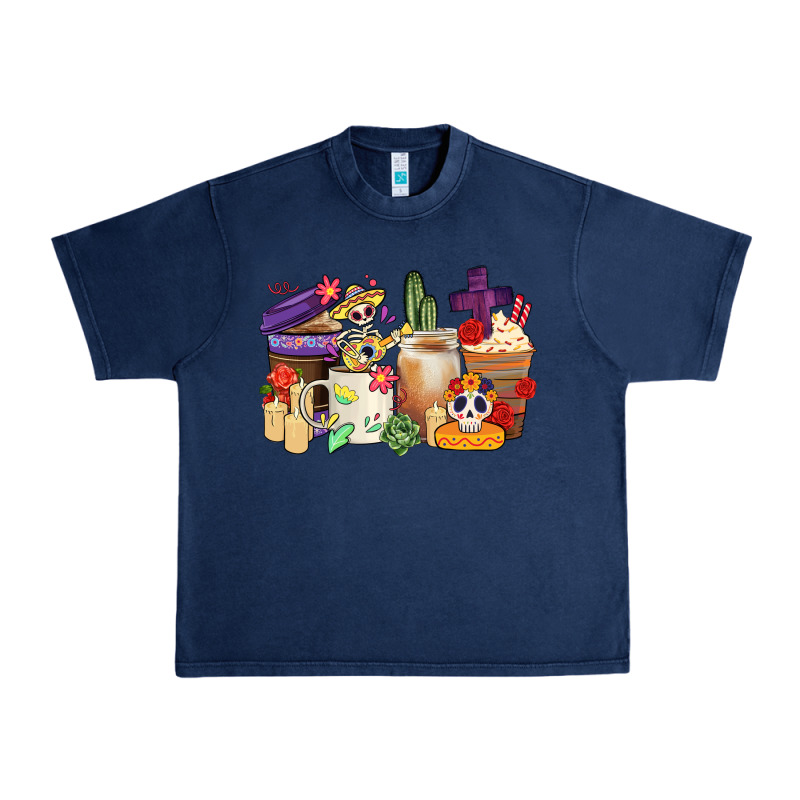Mexican Dia De Los Muertos Coffee Cups Urban Heavy Tee by CTS Tumbler Store | Teevron