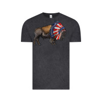 Vintage Black american bison with indian headdress Vintage Tee - RanaPortraitStore