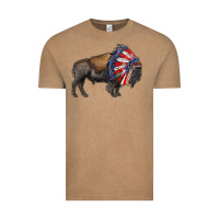 Vintage Coffee american bison with indian headdress Vintage Tee - RanaPortraitStore