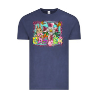 Vintage Denim easter cross background Vintage Tee - BarkalooDesign