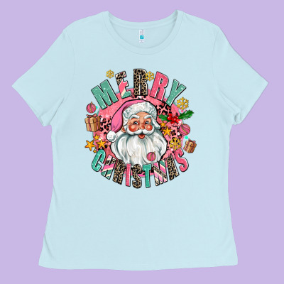 Merry Christmas Santa Ladies Tee Designed By Adodesignshop
