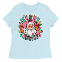 Baby Blue merry christmas santa Ladies Tee - AdoDesignShop