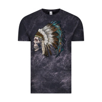 Cloud Black skull with indian headdress Vintage Tee - RanaPortraitStore