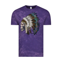 Cloud Purple skull with indian headdress Vintage Tee - RanaPortraitStore