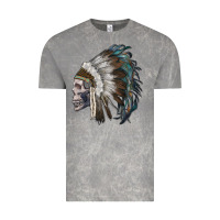 Cloud Rock skull with indian headdress Vintage Tee - RanaPortraitStore