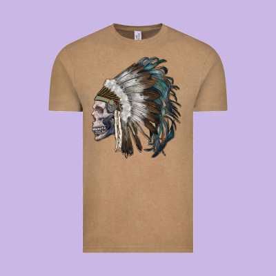 Skull With Indian Headdress Vintage Tee Designed By Ranaportraitstore
