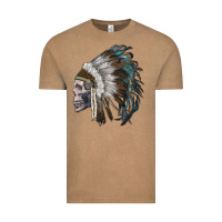 Vintage Coffee skull with indian headdress Vintage Tee - RanaPortraitStore