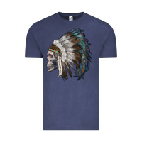 Vintage Denim skull with indian headdress Vintage Tee - RanaPortraitStore