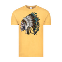 Vintage Mustard skull with indian headdress Vintage Tee - RanaPortraitStore