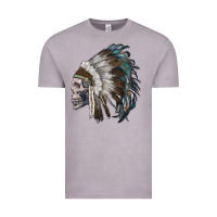 Vintage Zinc skull with indian headdress Vintage Tee - RanaPortraitStore
