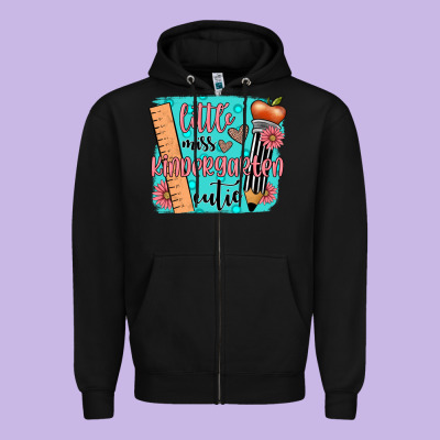 Little Miss Kindergarten Cutie Zipper Hoodie Designed By Jahusdesignshop