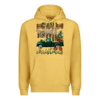 Antique Gold Small Town Christmas With Truck Premium Hoodie - BundleAndBundleShop