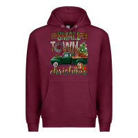 Burgundy Small Town Christmas With Truck Premium Hoodie - BundleAndBundleShop