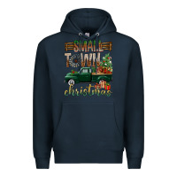 Navy Small Town Christmas With Truck Premium Hoodie - BundleAndBundleShop